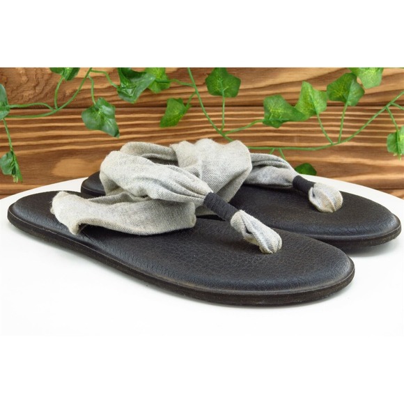 Sanuk Sz 9 M Gray Slingback Fabric Women Sandals - Picture 4 of 9